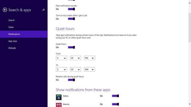 Windows 8.1 quite hours