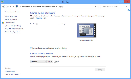 Win 8 scale each screen independently